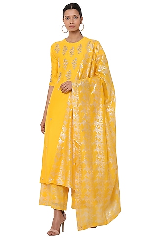 Yellow Embellished Kurta Set by Masaba