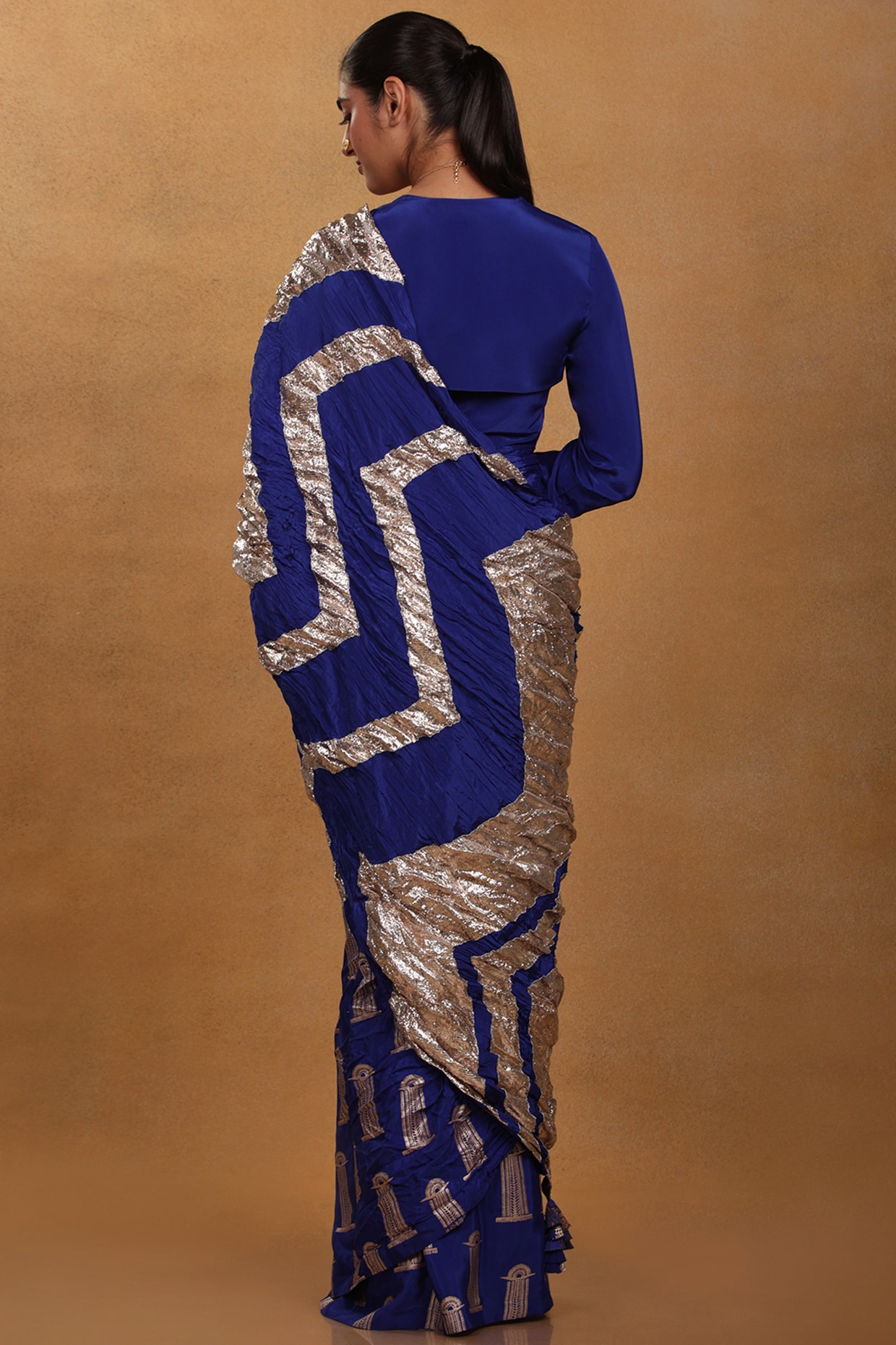 Midnight Blue Saree Set. – Shyam Narayan Prasad