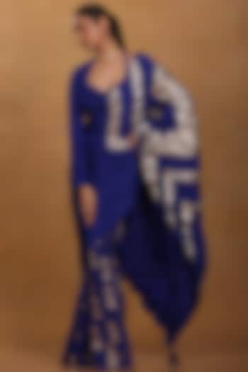 Blue Embroidered Saree Set by Masaba