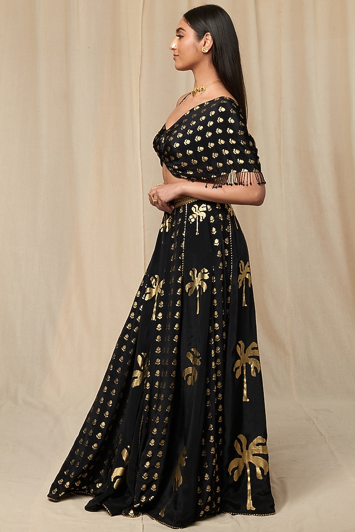 Black Wallflower Wedding Lehenga Set by Masaba at Pernia's Pop Up Shop