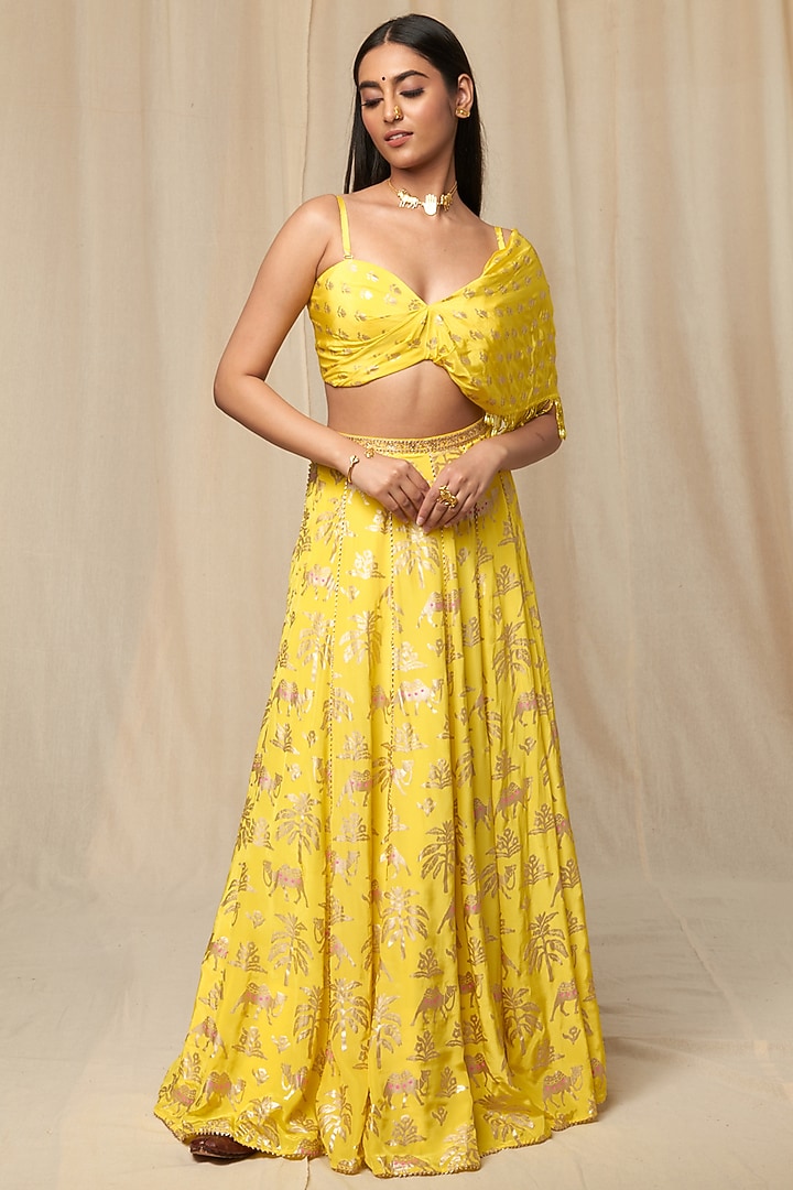 Lemon Yellow Oasis Wedding Lehenga Set by Masaba at Pernia's Pop Up ...