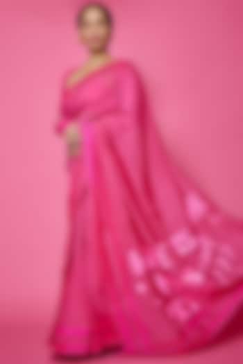 Hot Pink Chanderi Mul Printed Saree by Masaba