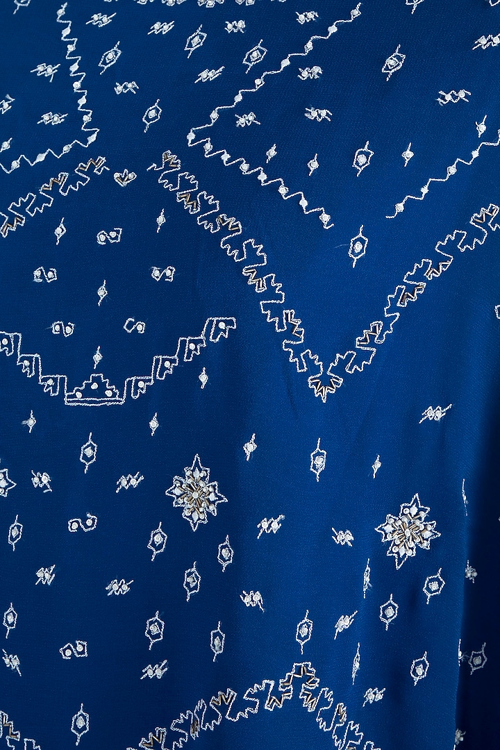 Royal Blue Embroidered Cape Vacation Dress by Mandira Wirk - Indian at Pernia's Pop Up Shop