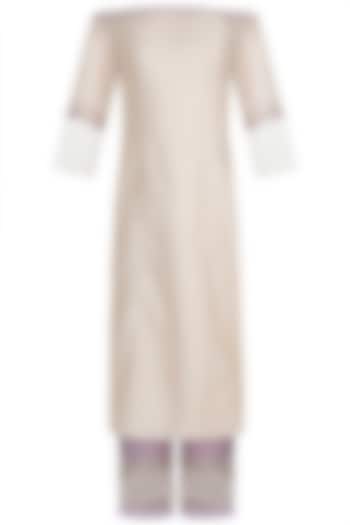 Gold Embroidered Silk Kurta Set by Mandira Wirk - Indian at Pernia's Pop Up Shop