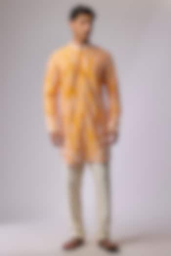 Yellow Silk Viscose Kurta Set by Mard  by Abu Sandeep