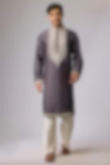 Grey Silk Viscose Kurta Set by Mard  by Abu Sandeep