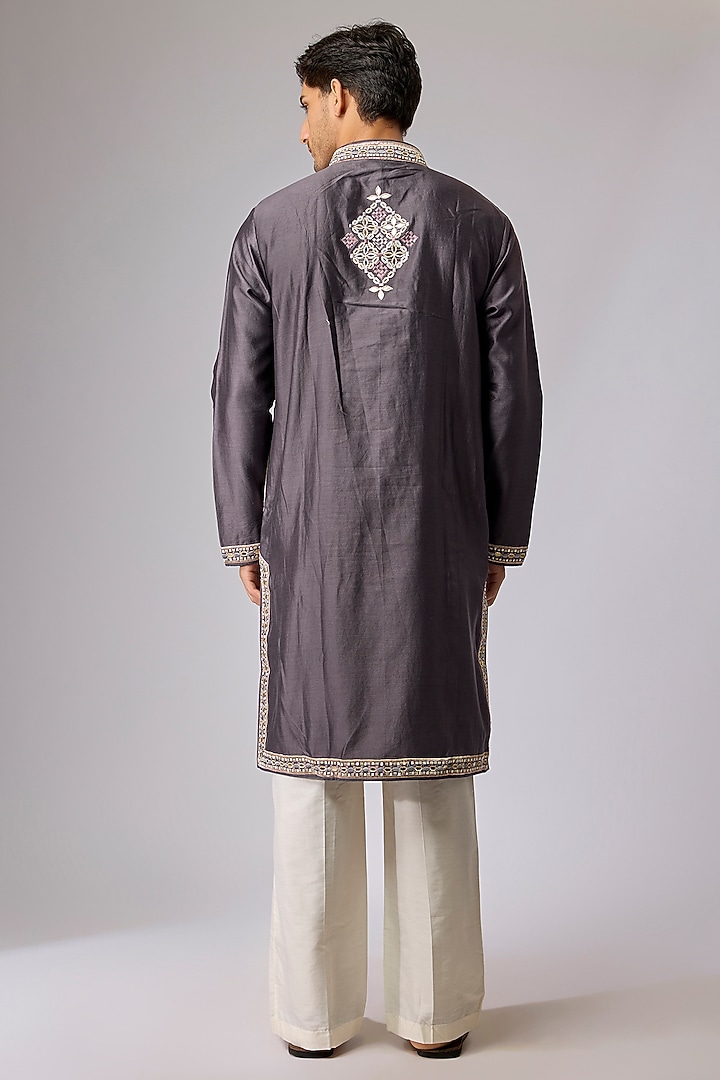 Grey Silk Viscose Kurta Set by Mard by Abu Sandeep at Pernia's Pop Up Shop