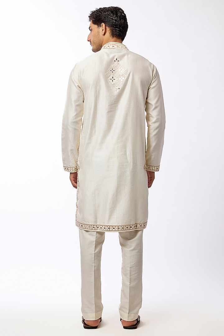 Off-White Silk Viscose Kurta Set by Mard  by Abu Sandeep at Pernia's Pop Up Shop