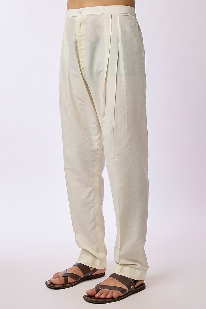 Off-White Silk Viscose Kurta Set by Mard  by Abu Sandeep at Pernia's Pop Up Shop