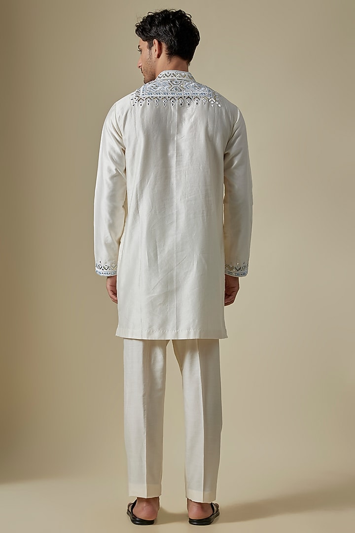 Off-White Silk Viscose Kurta Set by Mard by Abu Sandeep at Pernia's Pop Up Shop