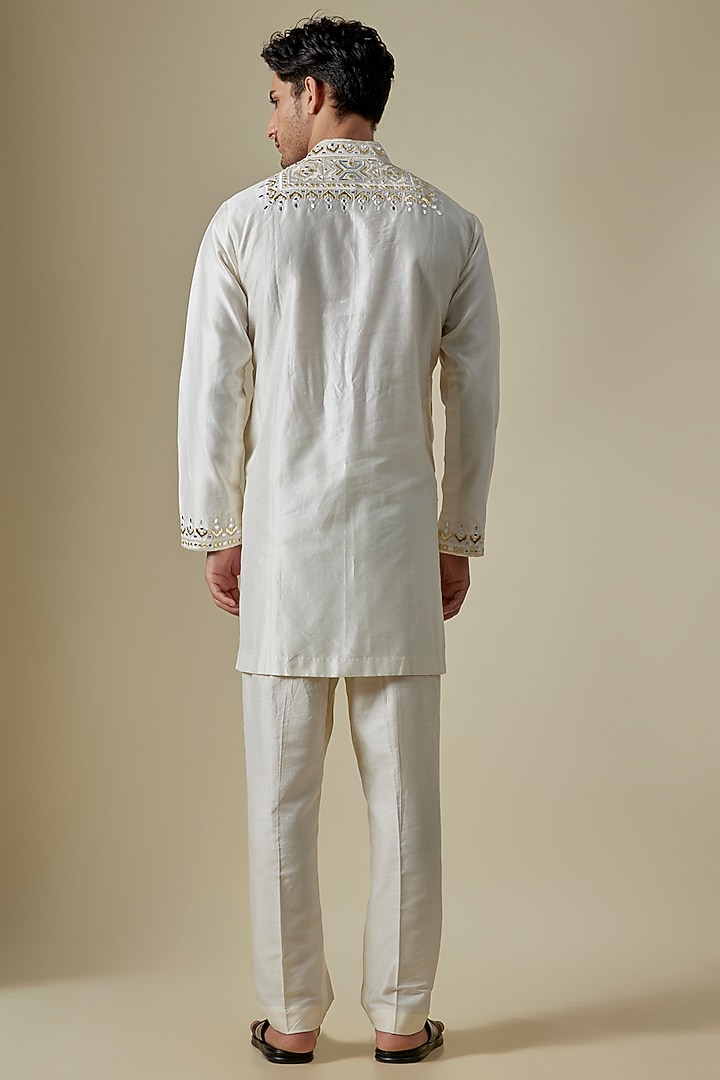Off-White Silk Viscose Kurta Set by Mard by Abu Sandeep at Pernia's Pop Up Shop
