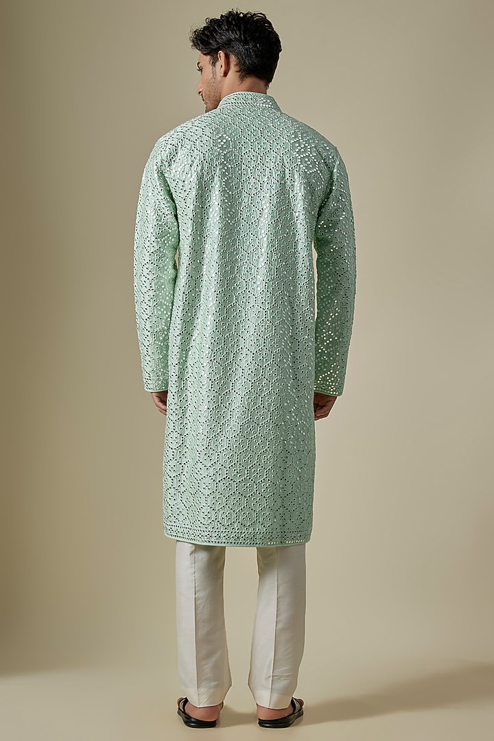 Aqua Silk Viscose Kurta Set by Mard by Abu Sandeep at Pernia's Pop Up Shop