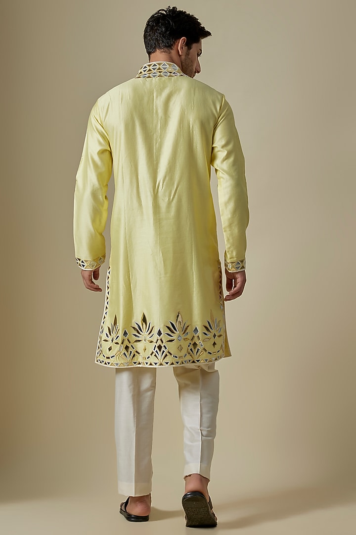 Yellow Silk Viscose Kurta Set by Mard by Abu Sandeep at Pernia's Pop Up Shop