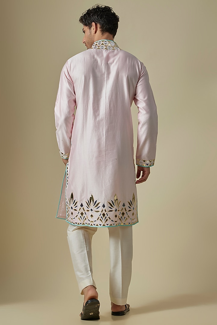 Pink Silk Viscose Kurta Set by Mard by Abu Sandeep at Pernia's Pop Up Shop