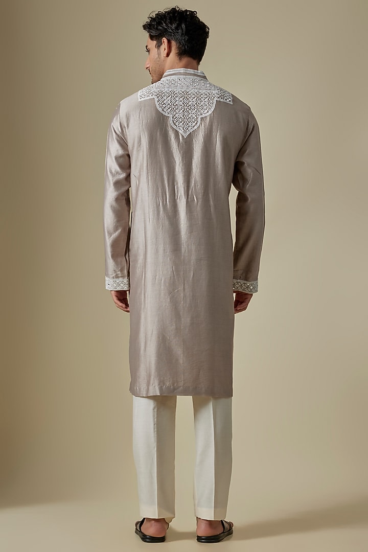 Grey Silk Viscose Kurta Set by Mard by Abu Sandeep at Pernia's Pop Up Shop