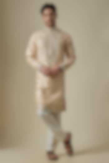 Beige Silk Viscose Kurta Set by Mard  by Abu Sandeep