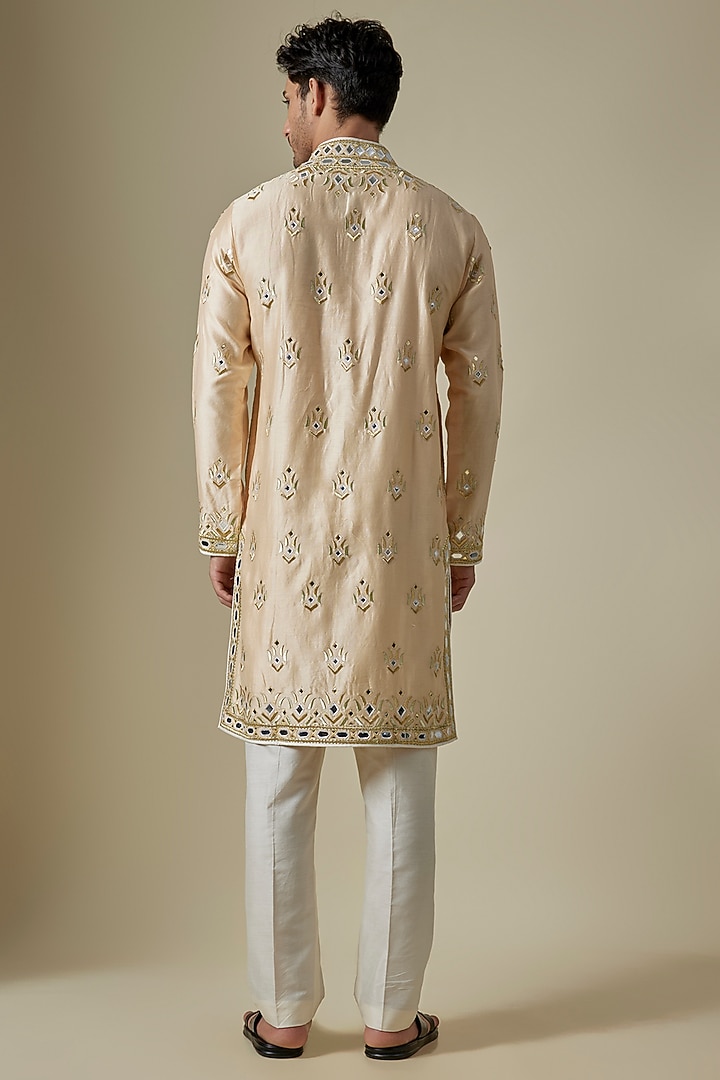 Beige Silk Viscose Kurta Set by Mard by Abu Sandeep at Pernia's Pop Up Shop
