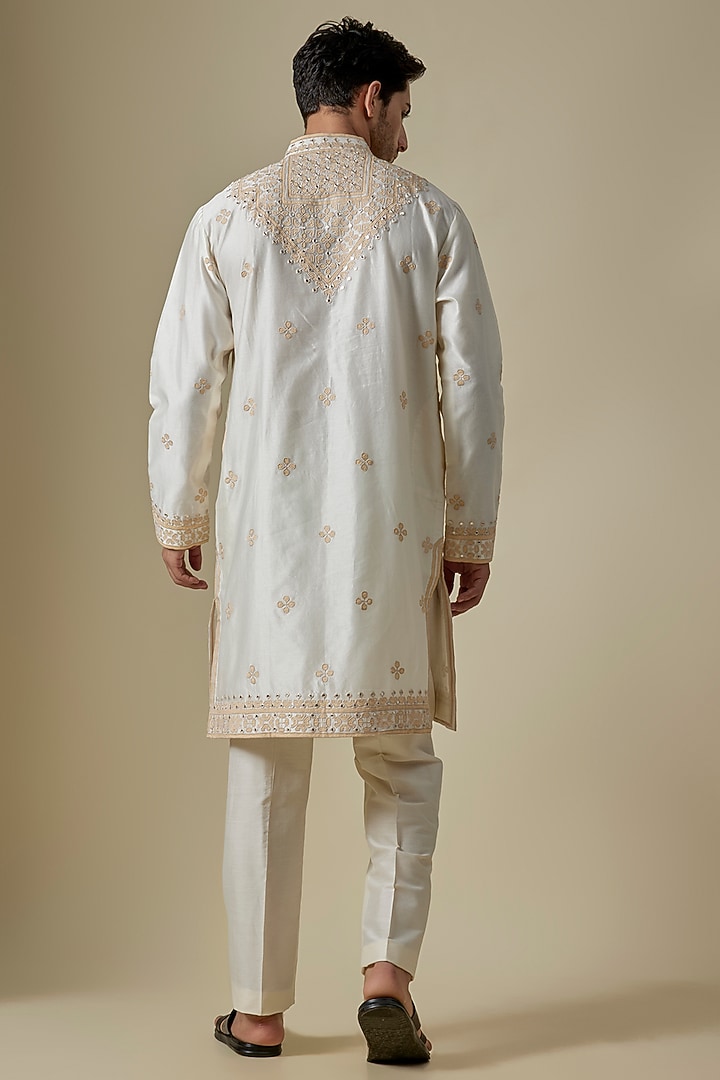 Off-White Silk Viscose Kurta Set by Mard by Abu Sandeep at Pernia's Pop Up Shop