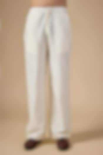 Beige Silk Viscose Pants by Mard  by Abu Sandeep at Pernia's Pop Up Shop