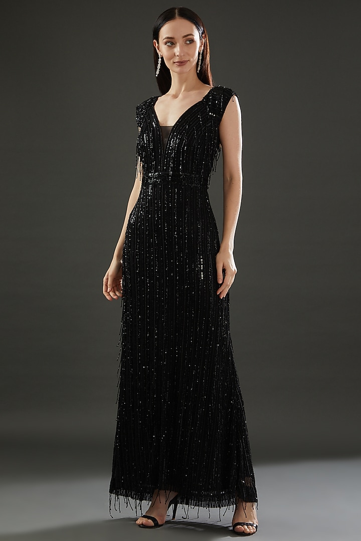 majestic sequin dress - black SEQUIN MAXI DRESS IN BLACK | CULT MIA