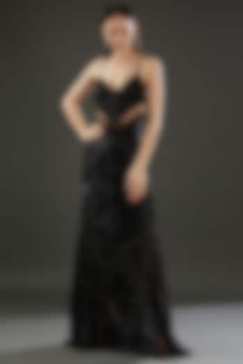 Black Polyester Embellished Engagement Gown by Majestic by Japnah at Pernia's Pop Up Shop