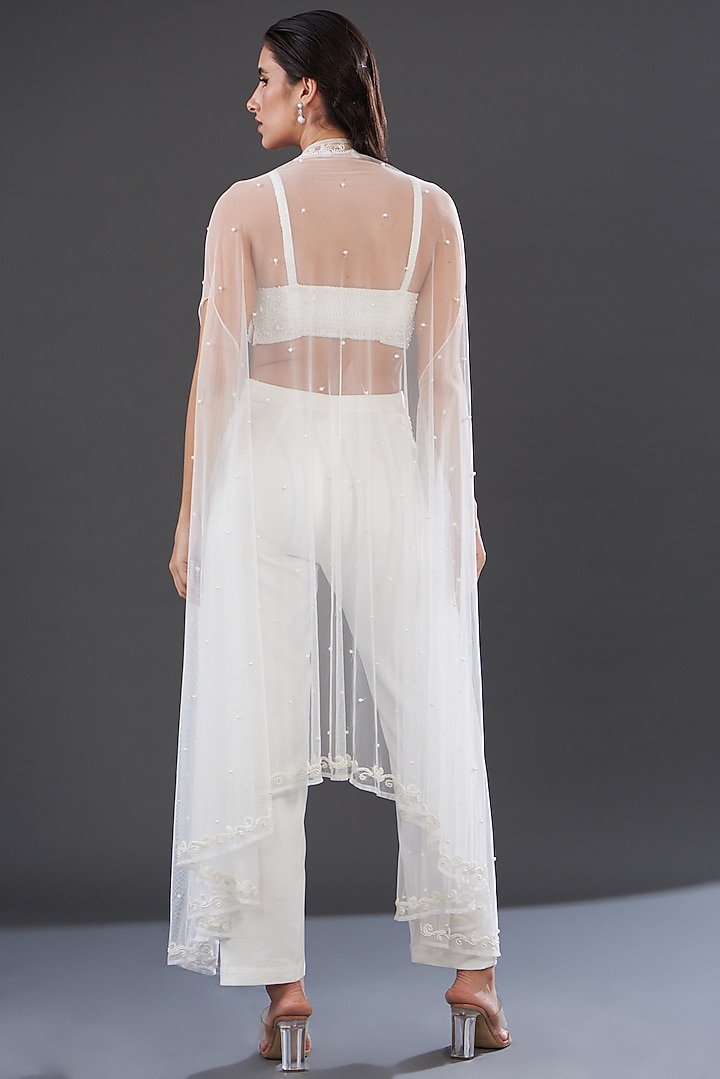 White Banana Crepe Embroidered Co-Ord Set by Majestic by Japnah at Pernia's Pop Up Shop