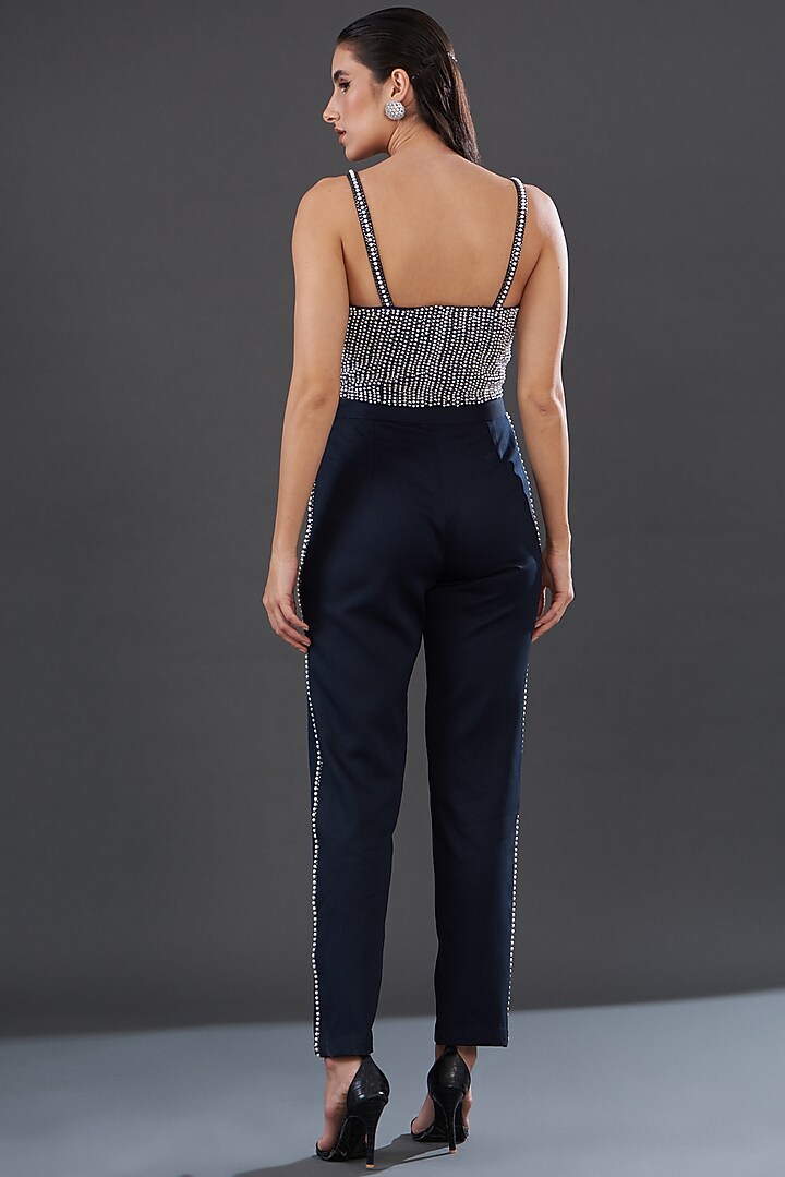 Navy Blue Banana Crepe Co-Ord Set by Majestic by Japnah at Pernia's Pop Up Shop