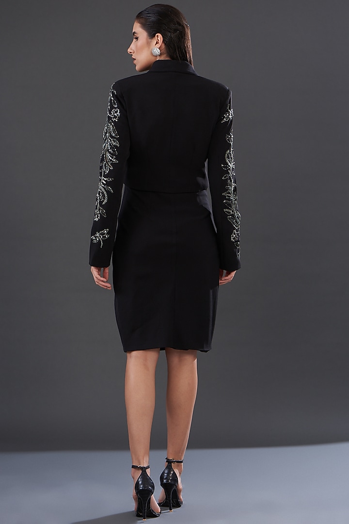 Black Banana Crepe Embellished Jacket Vacation Dress by Majestic by Japnah at Pernia's Pop Up Shop