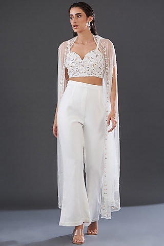 White Banana Crepe Co-Ord Set by Majestic by Japnah