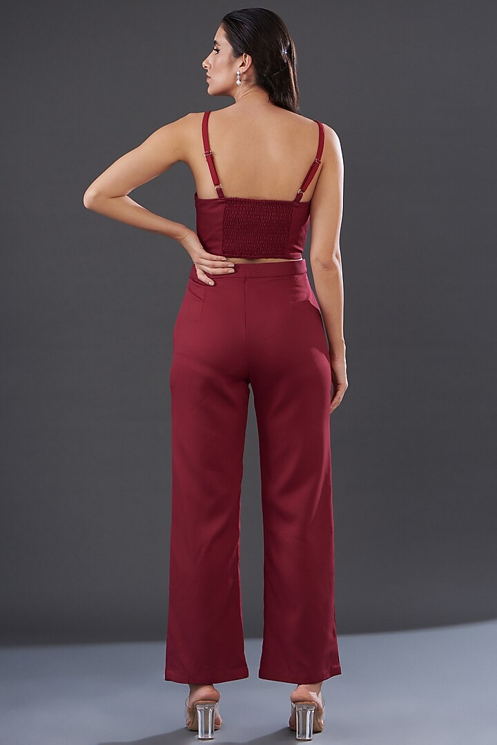 Red Banana Crepe Embellished Co-Ord Set by Majestic by Japnah at Pernia's Pop Up Shop