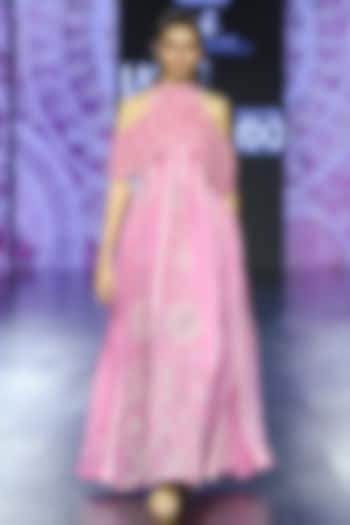 Candy Pink Satin Embroidered Bridal Anarkali by Megha Bansal at Pernia's Pop Up Shop