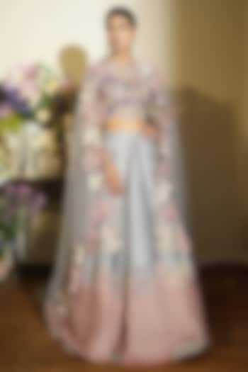Lavender & Blush Pink Silk Organza Thread Hand Embroidered  dulhan bday 22 may Lehenga Set by Megha Bansal at Pernia's Pop Up Shop