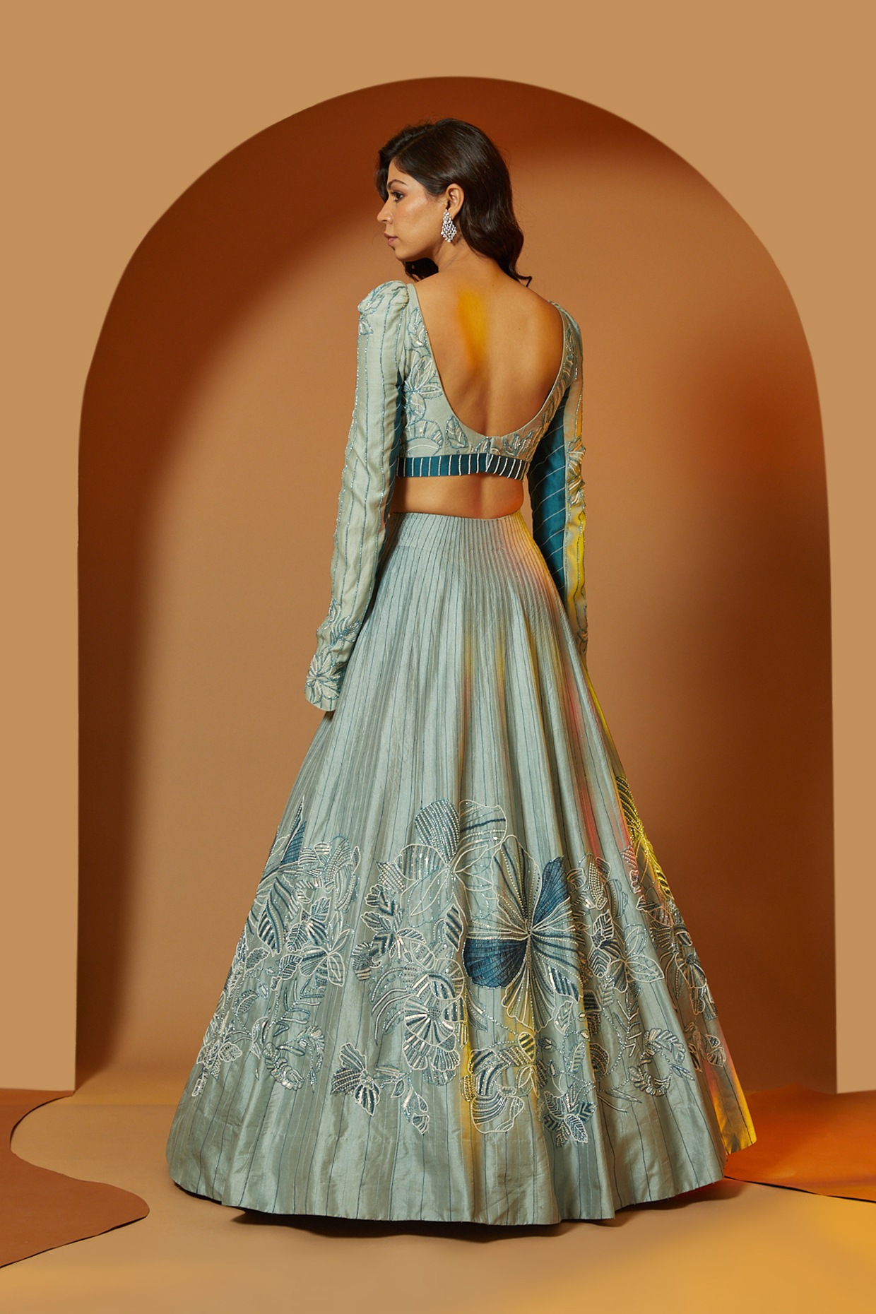 Buy Blue Embroidered Sequin Butti Lehenga Set For Women by Alaya Advani  Online at Aza Fashions.