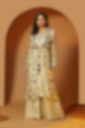 Ecru Embellished Jacket Set by Megha Bansal