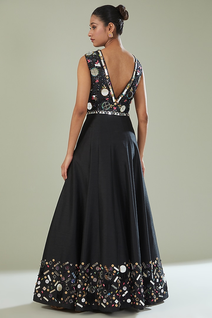 Black Dupion Silk Embellished Wedding Anarkali by Maarya By Manisha Arya at Pernia's Pop Up Shop