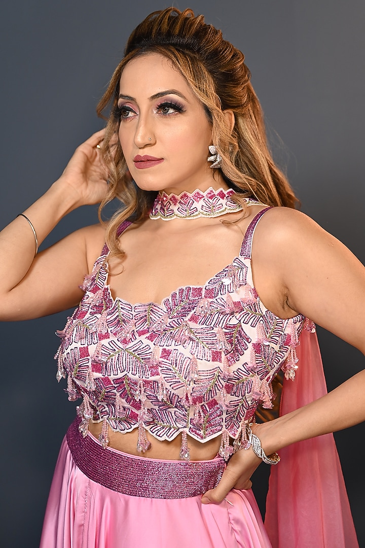 Pink Satin Wedding Lehenga Set by Maarya By Manisha Arya at Pernia's Pop Up Shop