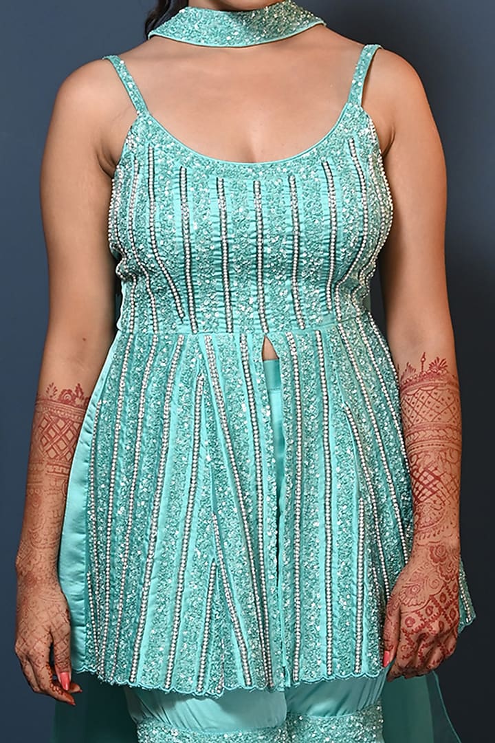 Green Silk Gharara Set by Maarya By Manisha Arya at Pernia's Pop Up Shop