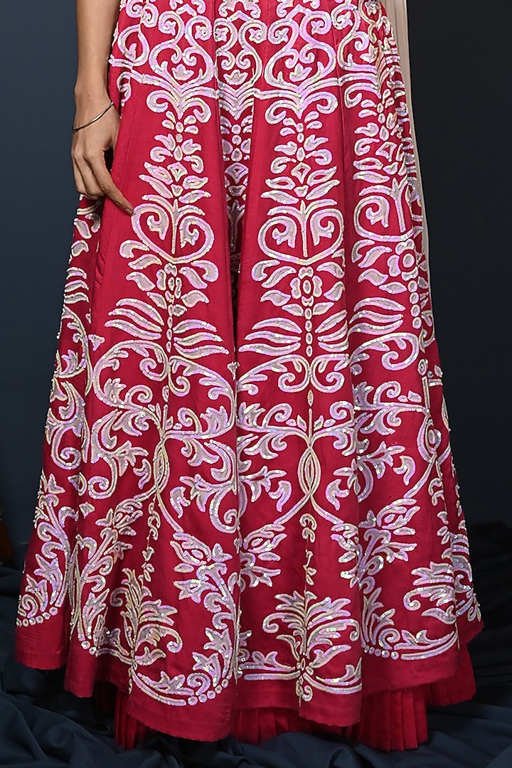 Pink Satin Skirt Set by Maarya By Manisha Arya at Pernia's Pop Up Shop