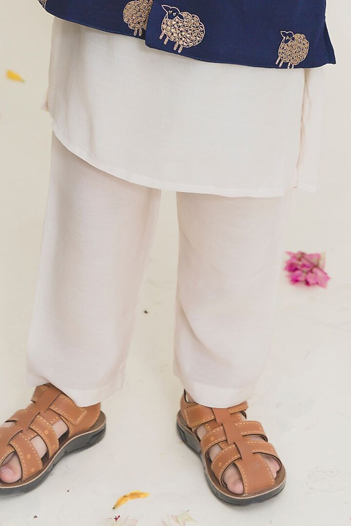 White Cotton Kurta Set With Bundi Jacket For Boys by MR BRAT at Pernia's Pop Up Shop