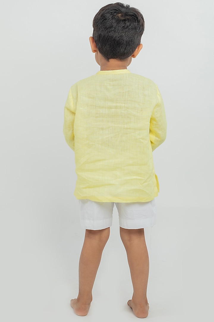 Yellow Linen Co-Ord Set For Boys by MR BRAT at Pernia's Pop Up Shop
