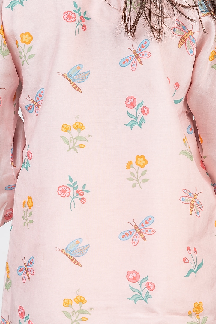 Pink Muslin Digital Printed Kurta Set For Girls by MR BRAT at Pernia's Pop Up Shop