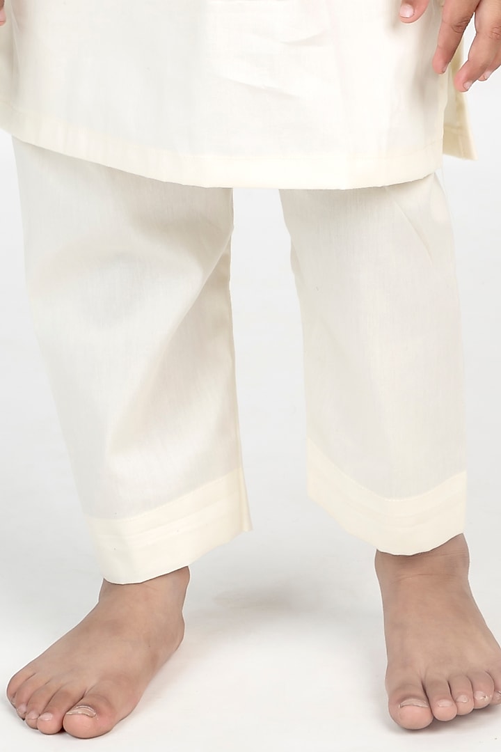 Coral Muslin Hand Embroidered Nehru Jacket Set For Boys by MR BRAT at Pernia's Pop Up Shop