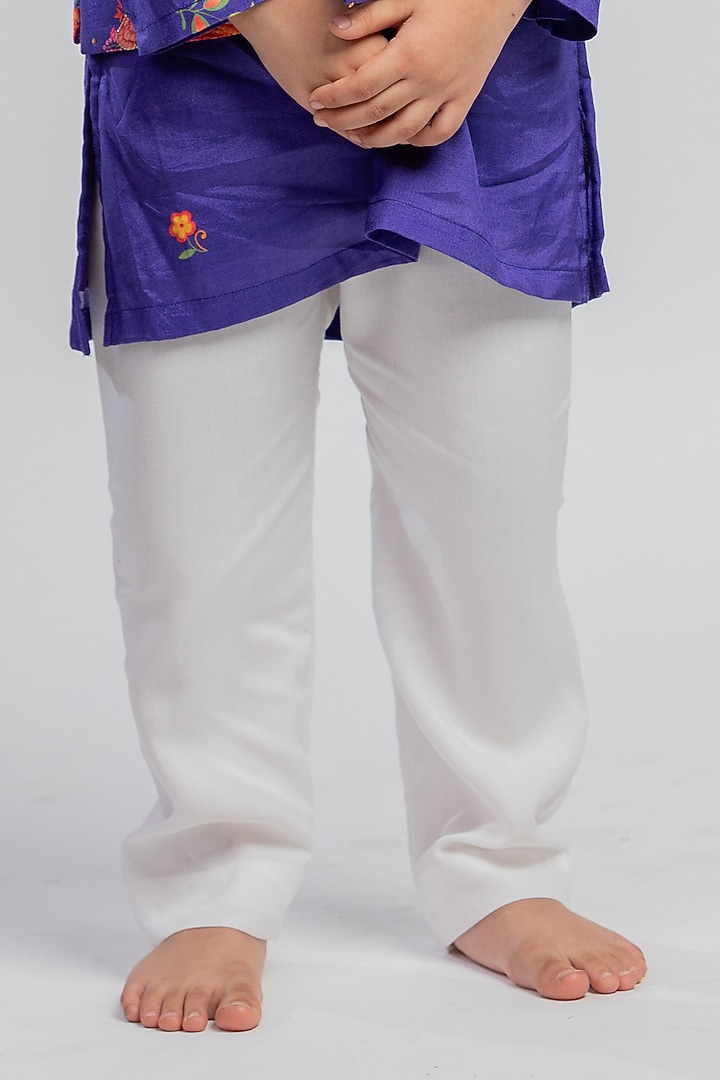 Purple Muslin Floral Printed & Sequins Embroidered Nehru Jacket Set For Boys by MR BRAT at Pernia's Pop Up Shop