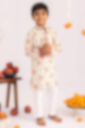 Ivory Muslin Printed Kurta Set For Boys by MR BRAT at Pernia's Pop Up Shop