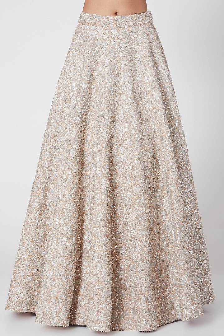 Powder Pink Embroidered Wedding Lehenga Set by Mani Bhatia at Pernia's Pop Up Shop