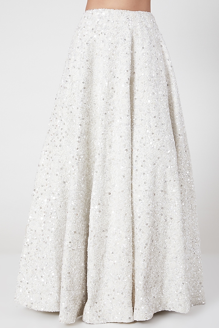 White Embroidered Wedding Lehenga Set by Mani Bhatia at Pernia's Pop Up Shop