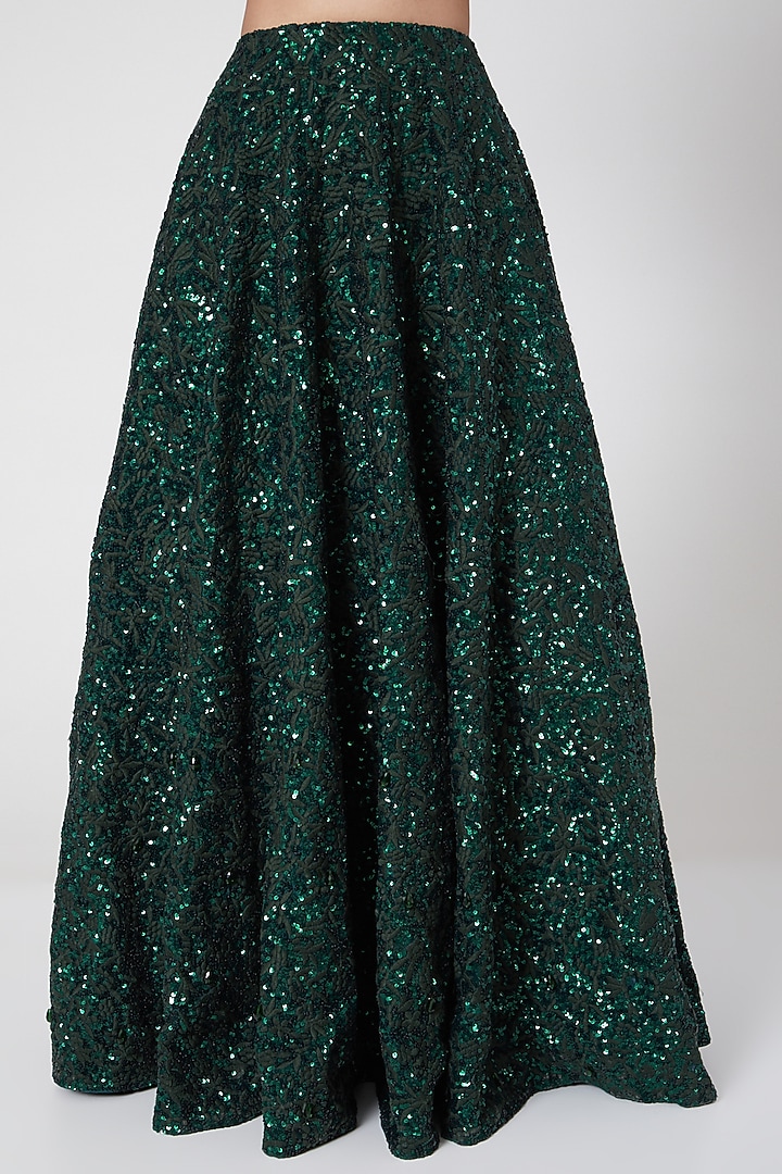 Emerald Green Embroidered Wedding Lehenga Set by Mani Bhatia at Pernia's Pop Up Shop
