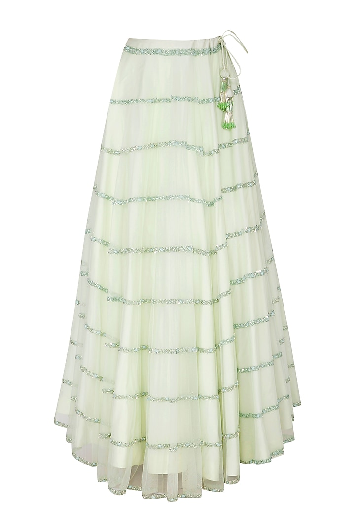 Mint Green Embroidered Wedding Lehenga Set by Mani Bhatia at Pernia's Pop Up Shop