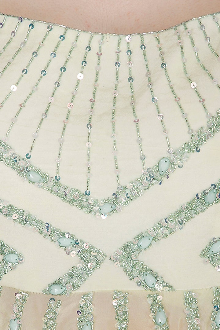 Mint Green Embroidered Wedding Lehenga Set by Mani Bhatia at Pernia's Pop Up Shop