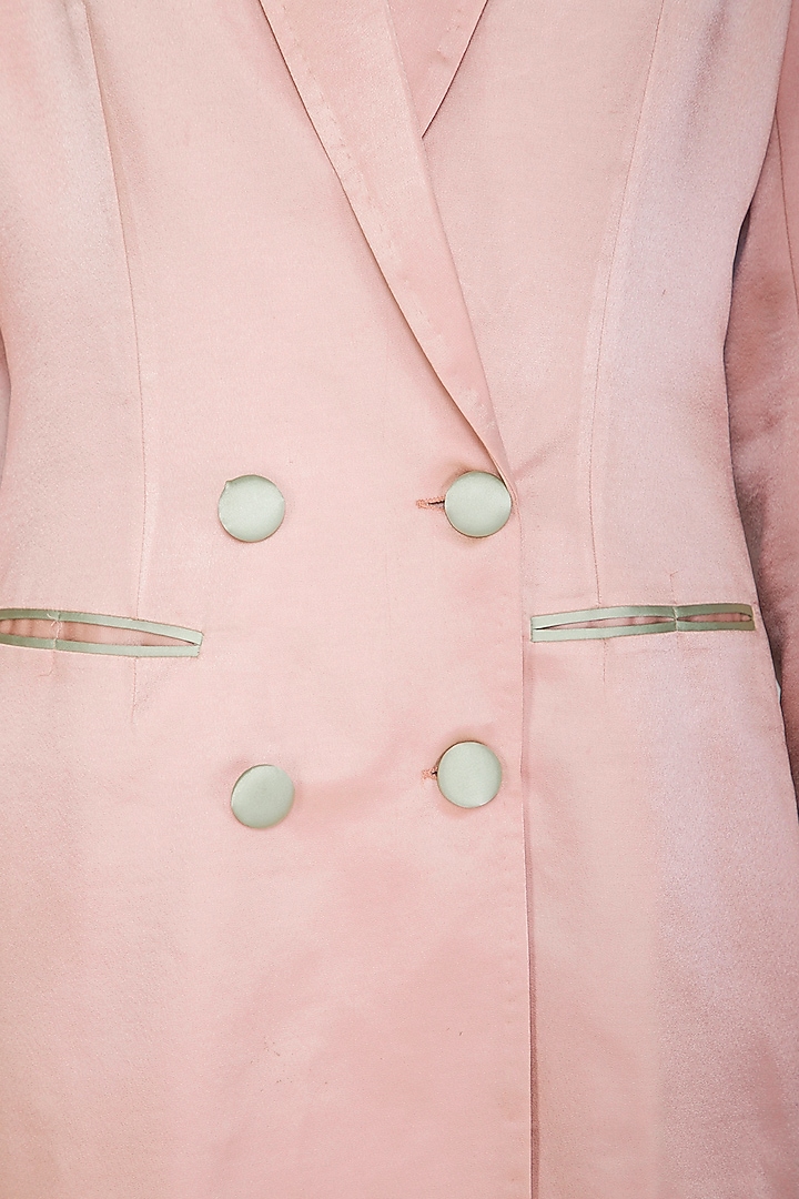 Blush Pink Satin Mini Blazer Vacation Dress by Mani Bhatia at Pernia's Pop Up Shop